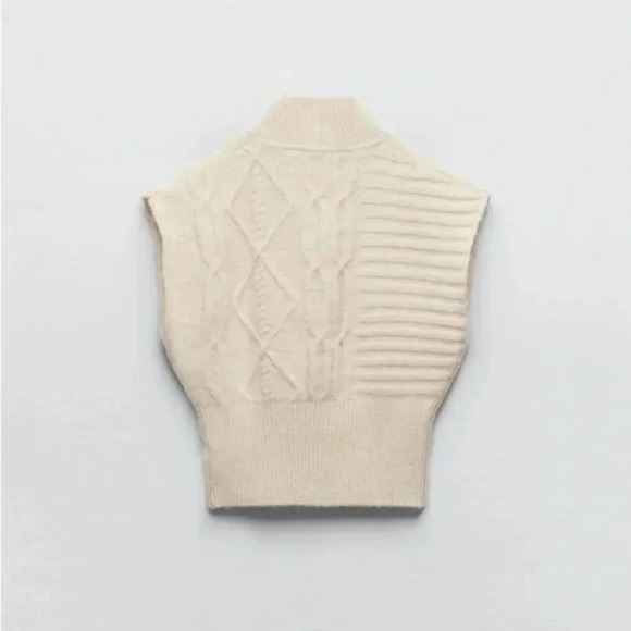 Zara Cream Knit Mock Neck Vest NWT  Size Medium - Picture 5 of 10